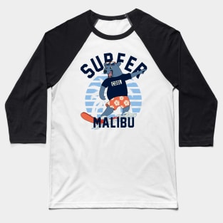 Malibu Bear Surfer Baseball T-Shirt
